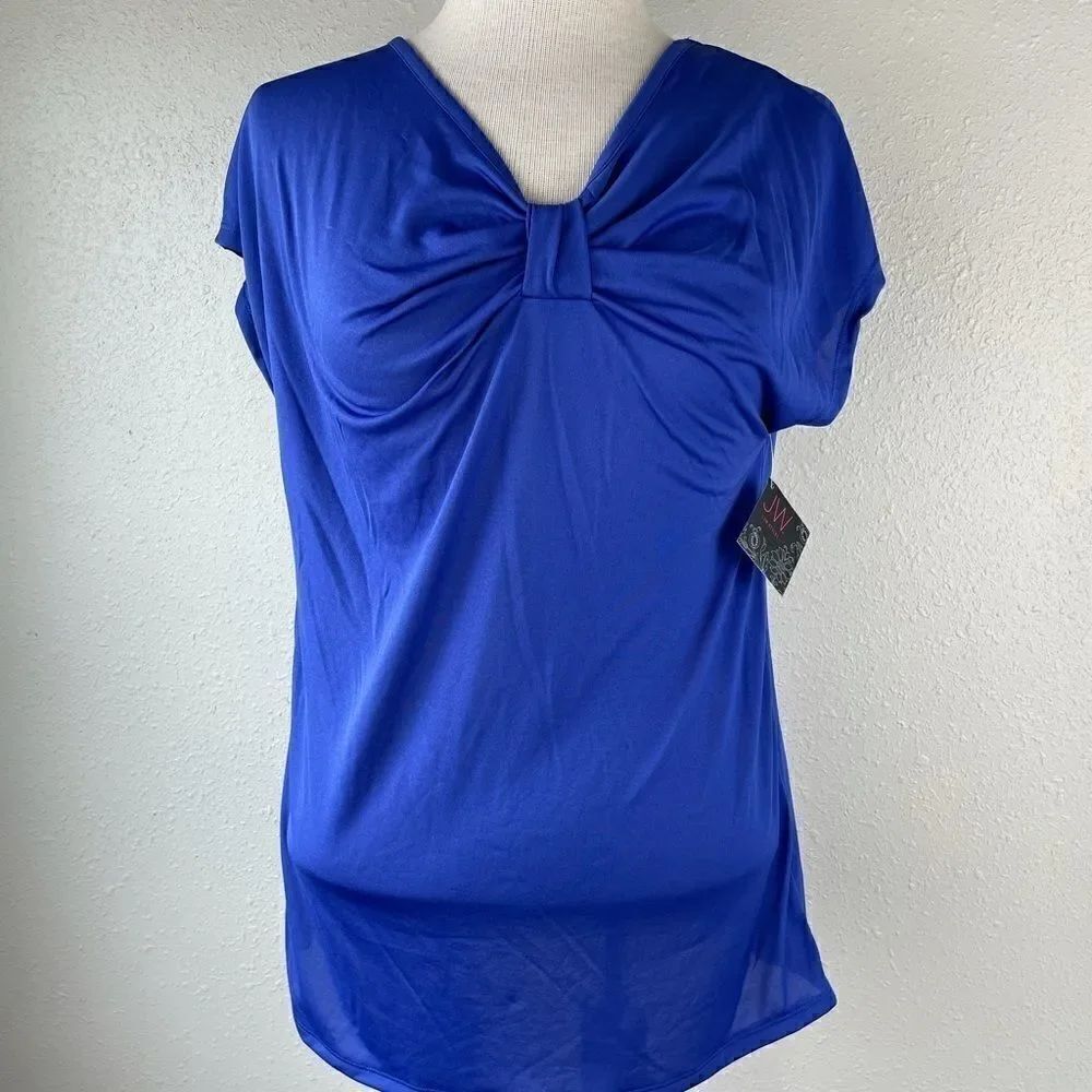 NWT JE Styles Blue Blouse Top Size M